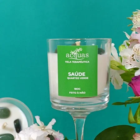 Vela Terapêutica de Quartzo Verde Saúde 180g