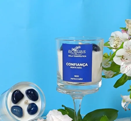 Vela Terapêutica de Ágata Azul Confiança 180g - Imagem 2