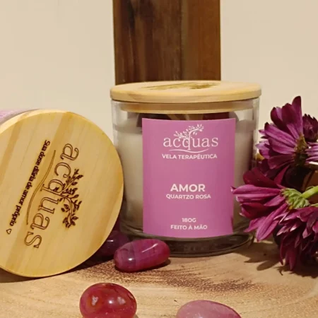 Vela Terapêutica de Quartzo Rosa Amor 180g - Imagem 2