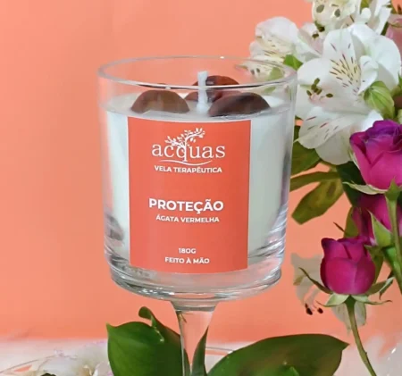 Vela Terapêutica de Ágata Vermelha Proteção 180g