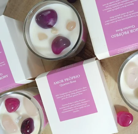 Vela Terapêutica de Quartzo Rosa Amor 180g - Imagem 3